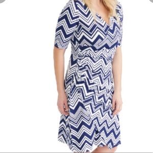 Ruby ribbon navy and white wrap dress